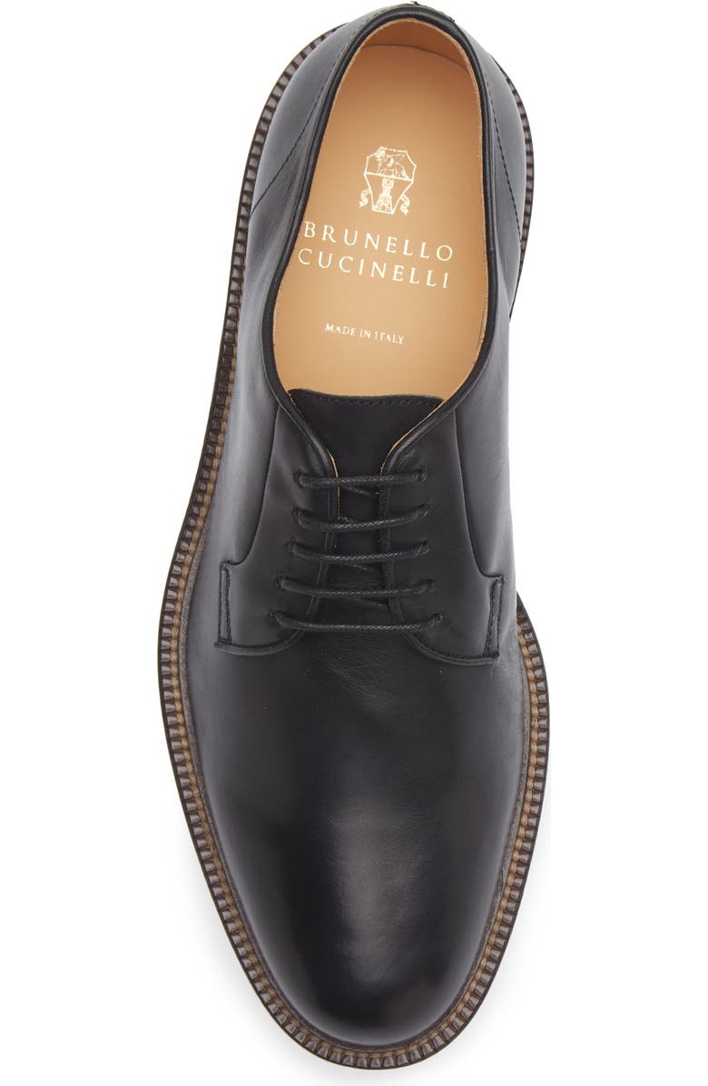 Brunello Cucinelli Leather Derby, Alternate, color, C101 Black