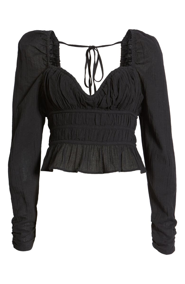 Free People Chloe Smocked Cotton Top, Alternate, color,