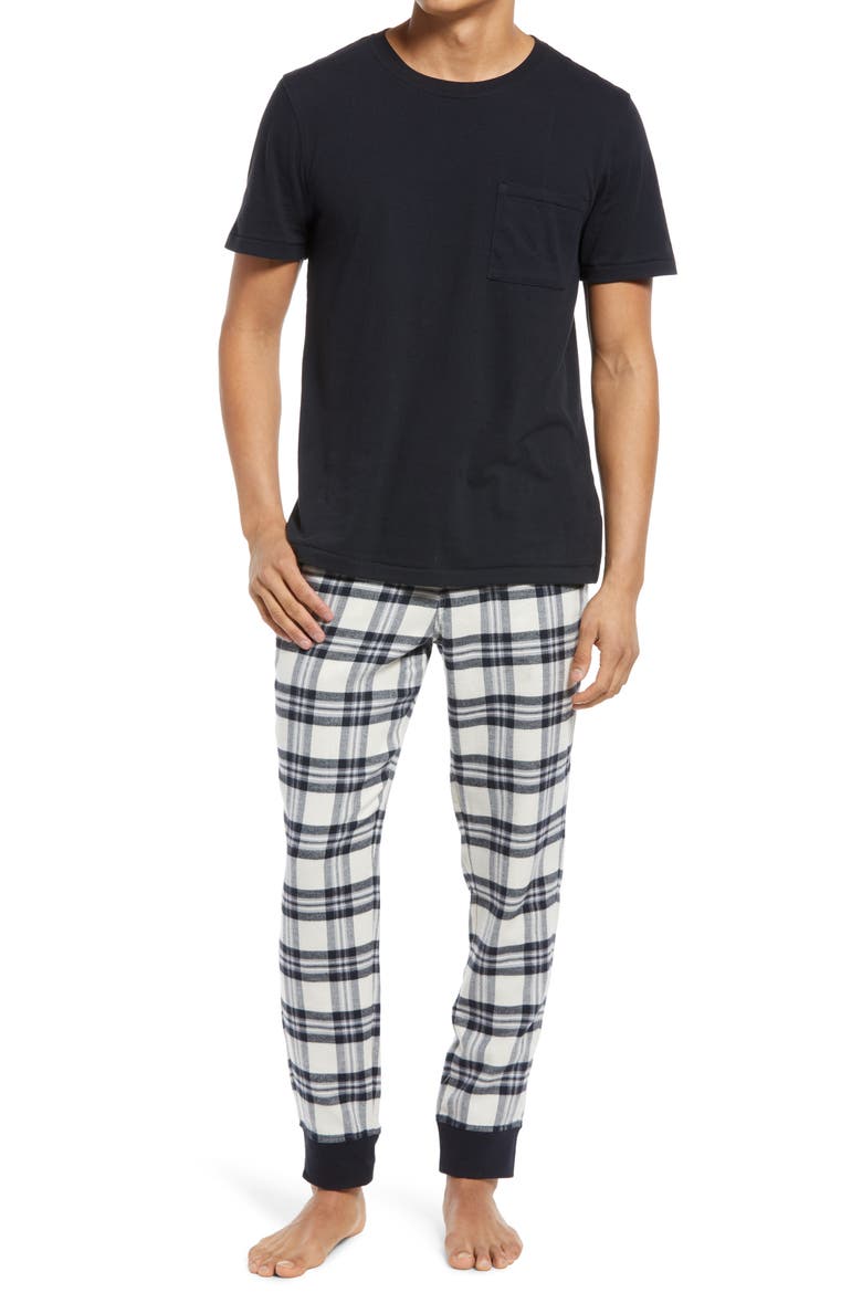 Men's Jett Pajamas, Main, color, BLACK CREAM PLAID BLAC