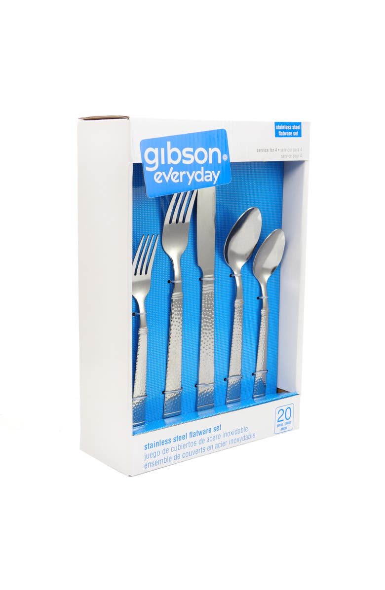 Gibson Everyday Prato 20 Piece Flatware Set, Alternate, color, Metallic Silver