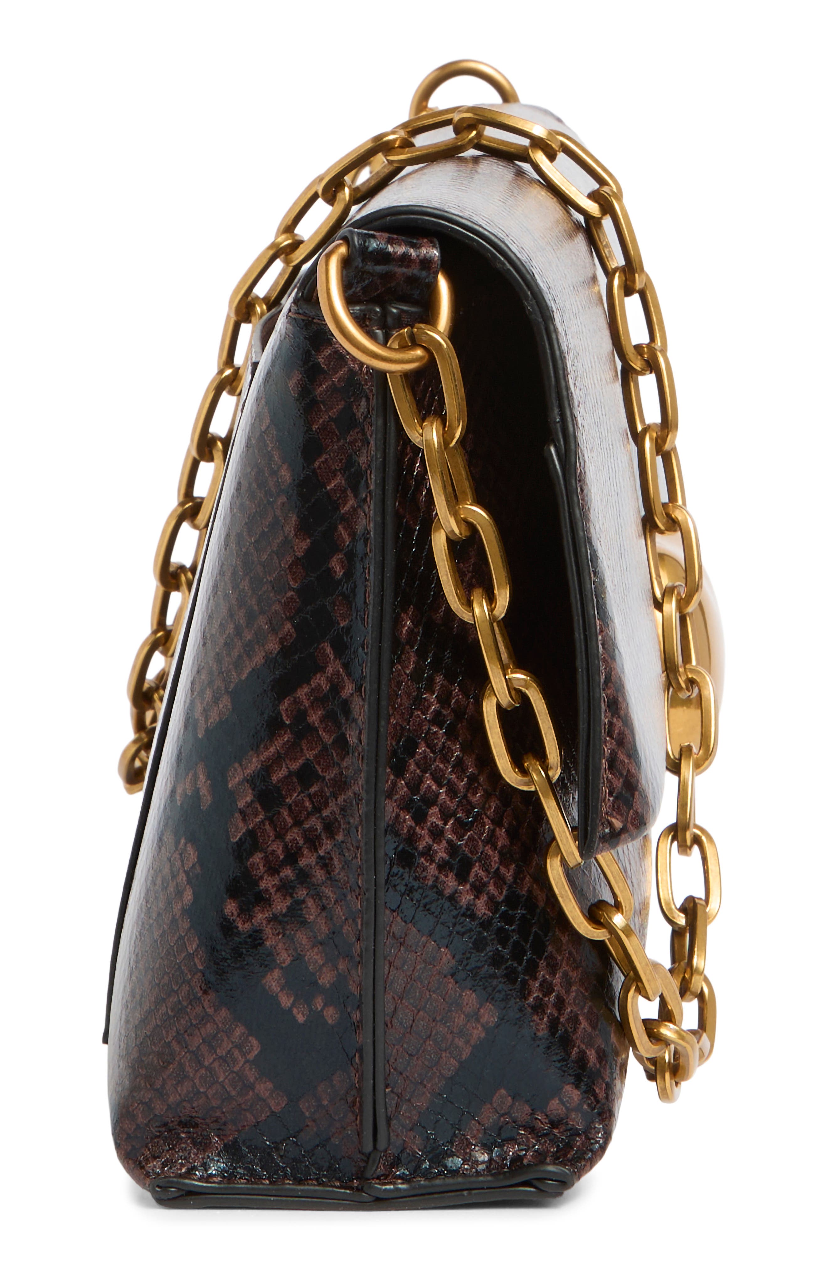 Bdahlia Faux Leather Shoulder Bag, Alternate, color, DARK BROWN SNAKE / BLACK