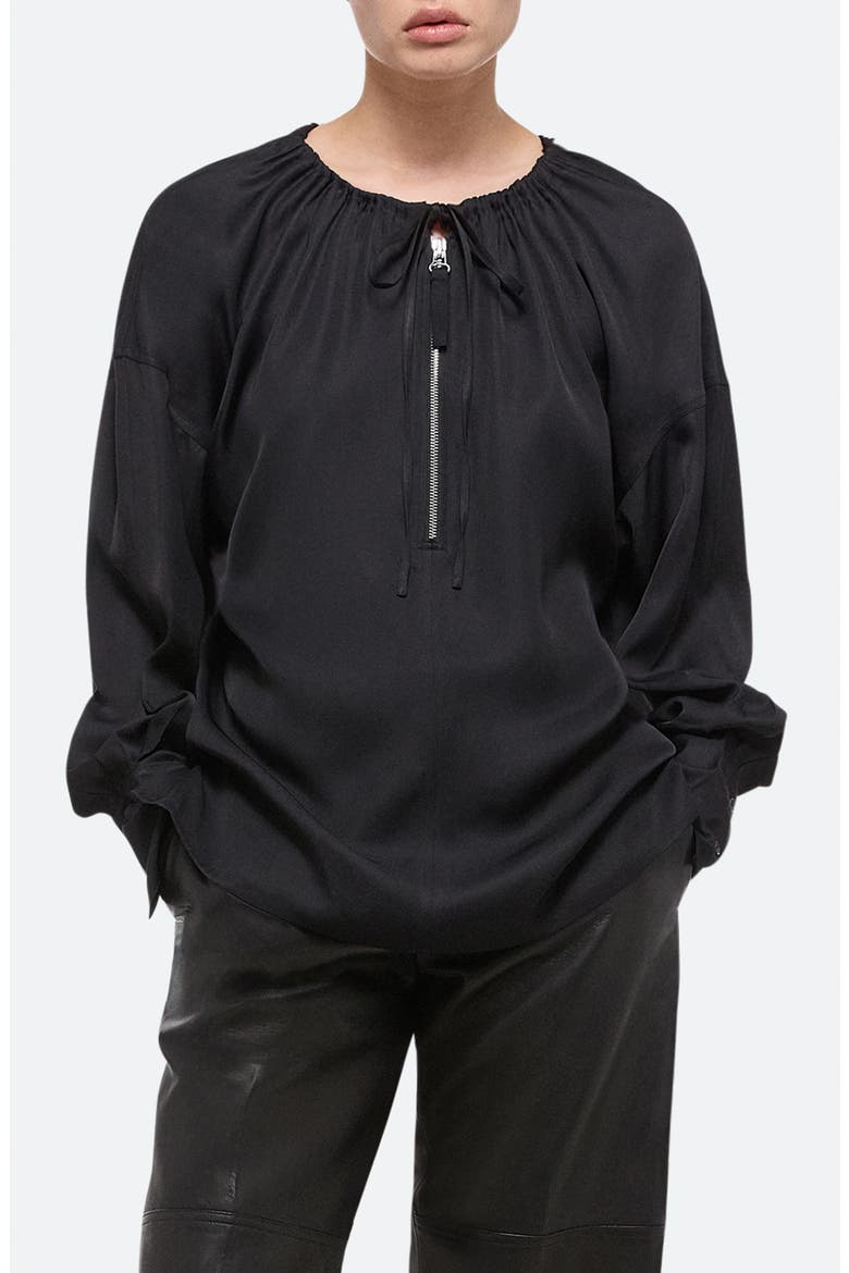 Reversible Long Sleeve Drawstring Top, Main, color, BLACK