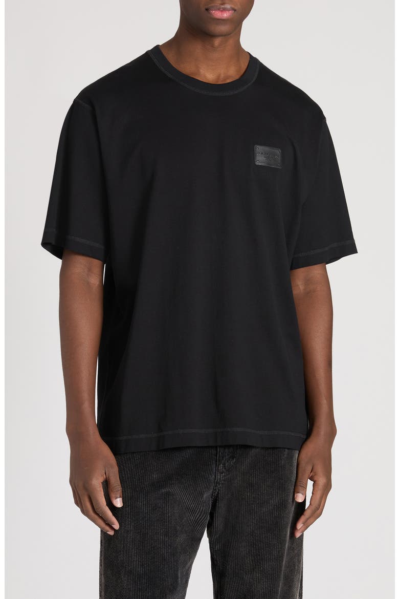 Logo Plaque Crewneck T-Shirt, Main, color, N0000 NERO