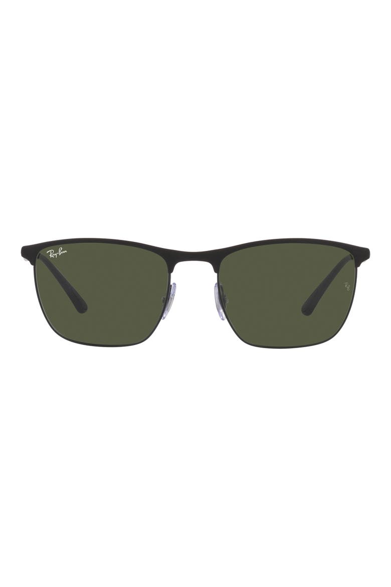 57mm Square Sunglasses, Main, color, MATTE BLACK