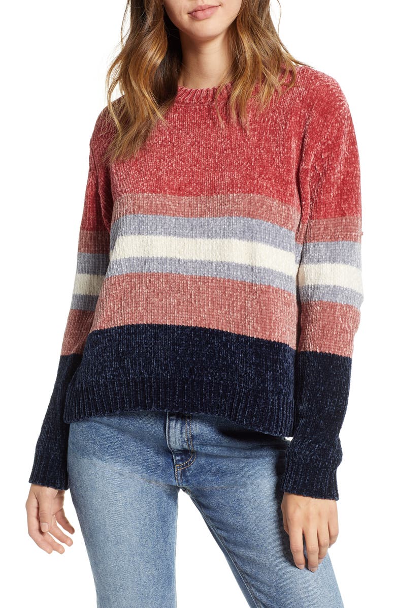 Cotton Emporium Stripe Chenille Sweater, Main, color,