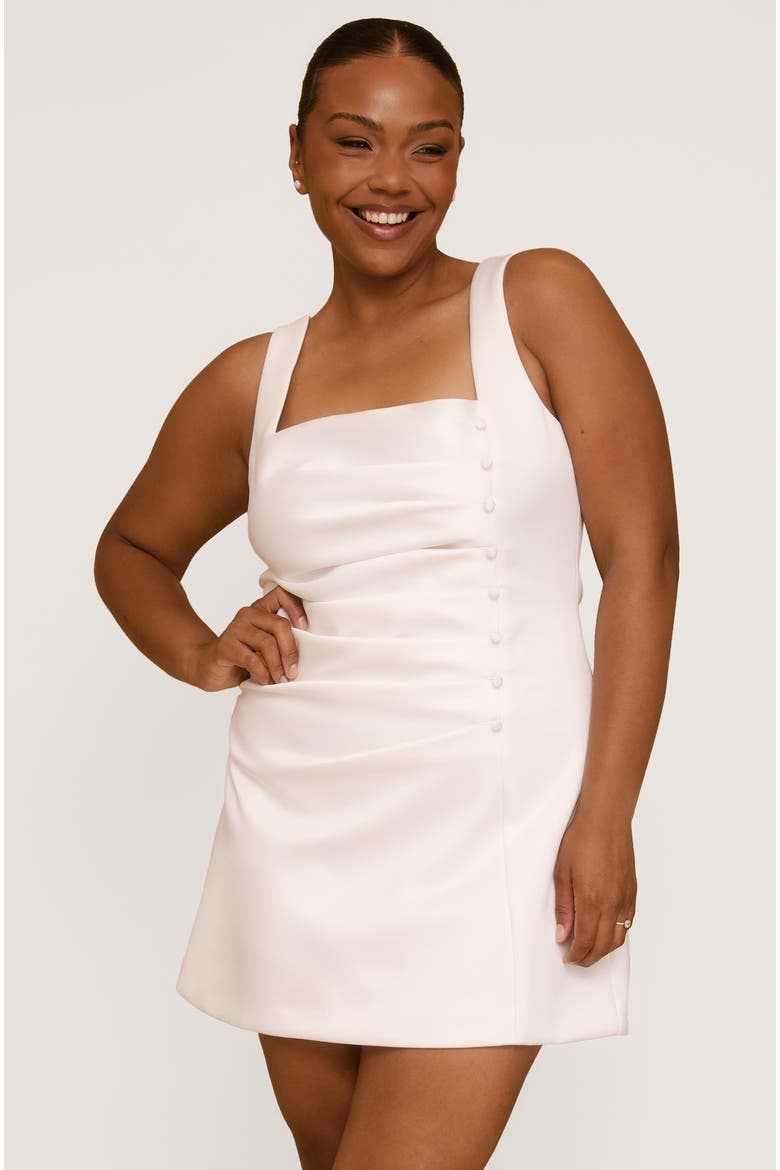 Bonnie Square Neck Satin Mini Dress, Main, color, White