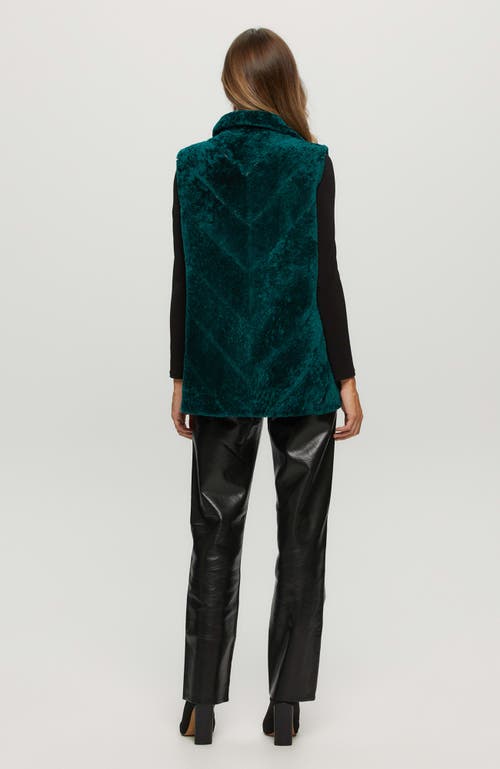Gorski Reversible Chevron Shearling Lamb Vest In Green