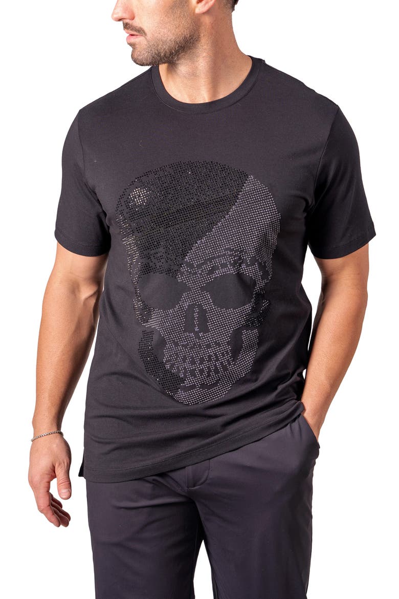 Pixel Skull Graphic T-Shirt, Alternate, color, BLACK