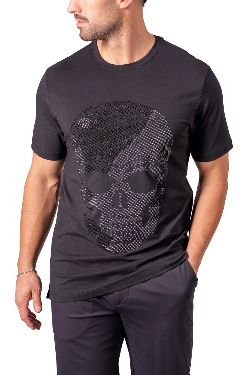 Maceoo Pixel Skull Graphic T-Shirt, Alternate, color, Black