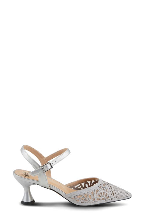 Azura By Spring Step Delicate Ankle Strap Pointed Toe Pump In Silver