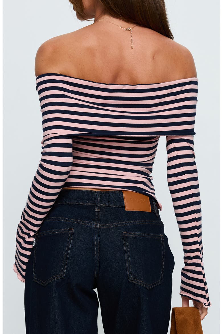 Janicia Stripe Off the Shoulder Knit Top, Alternate, color, PINK STRIPE