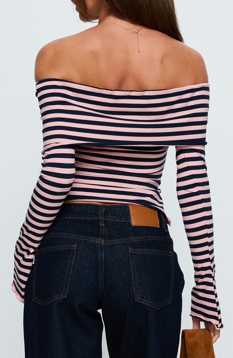 Princess Polly Janicia Stripe Off the Shoulder Knit Top, Alternate, color, Pink Stripe