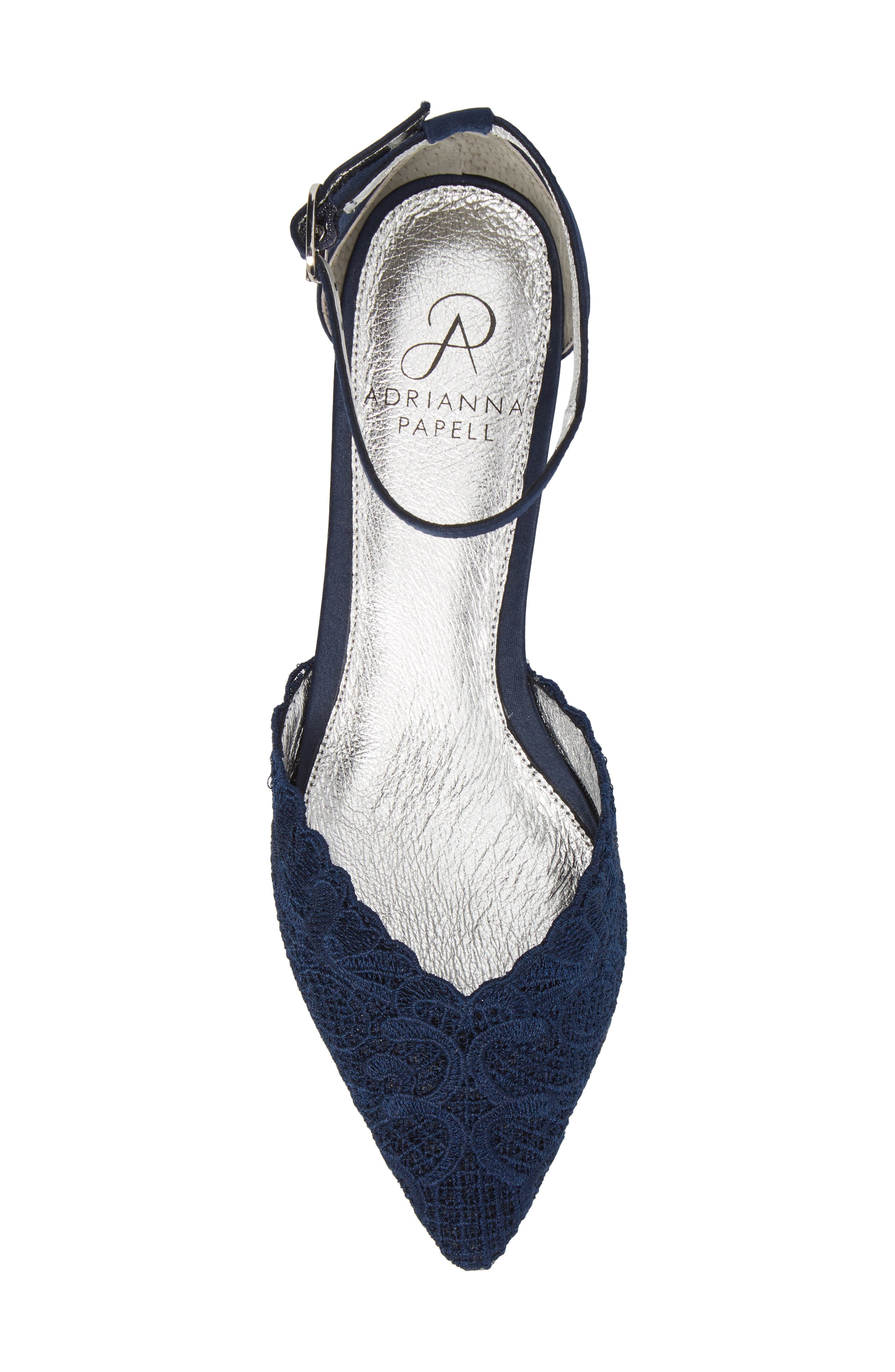 Trala Ankle Strap Flat, Alternate, color, NAVY FABRIC