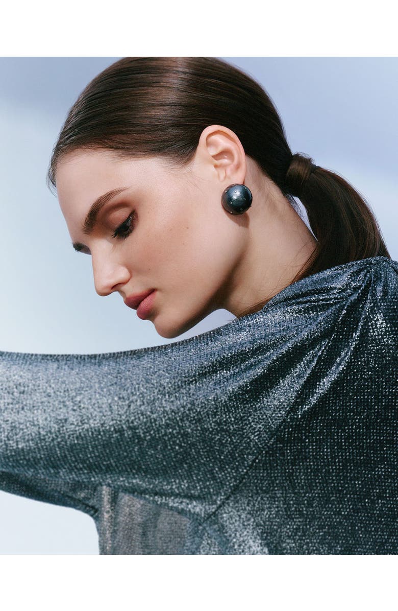 Saulė Label Gaia Crystal Mini Earrings, Alternate, color, Black Coral