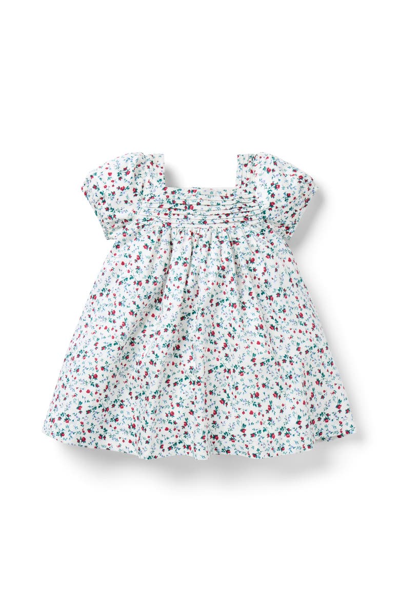 Janie and Jack Baby Ditsy Floral Puff Sleeve Dress, Main, color, White