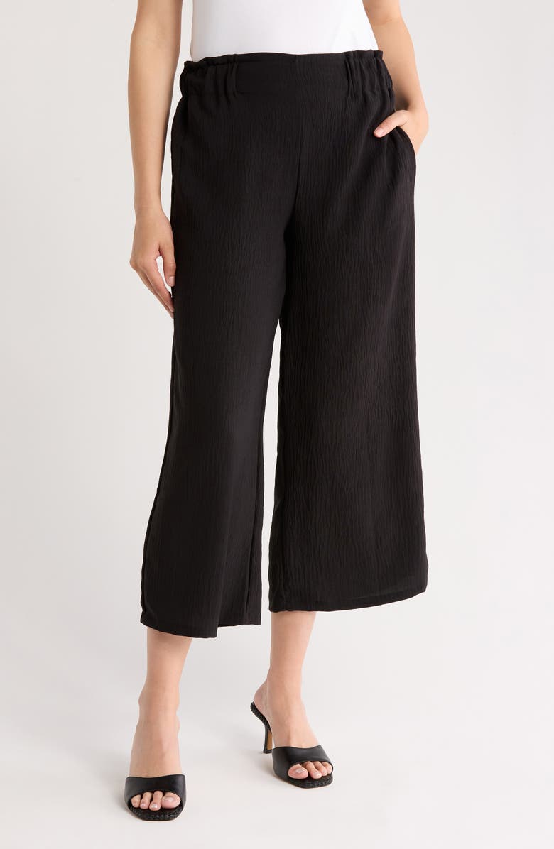 T Tahari Gathered Wide Leg Crop Pants, Main, color, 