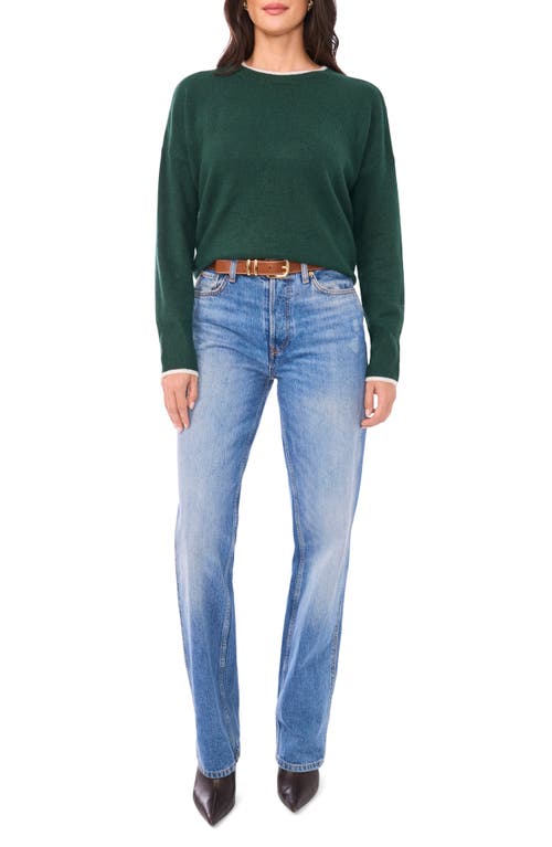 Vince Camuto Tipped Crewneck Sweater In Green