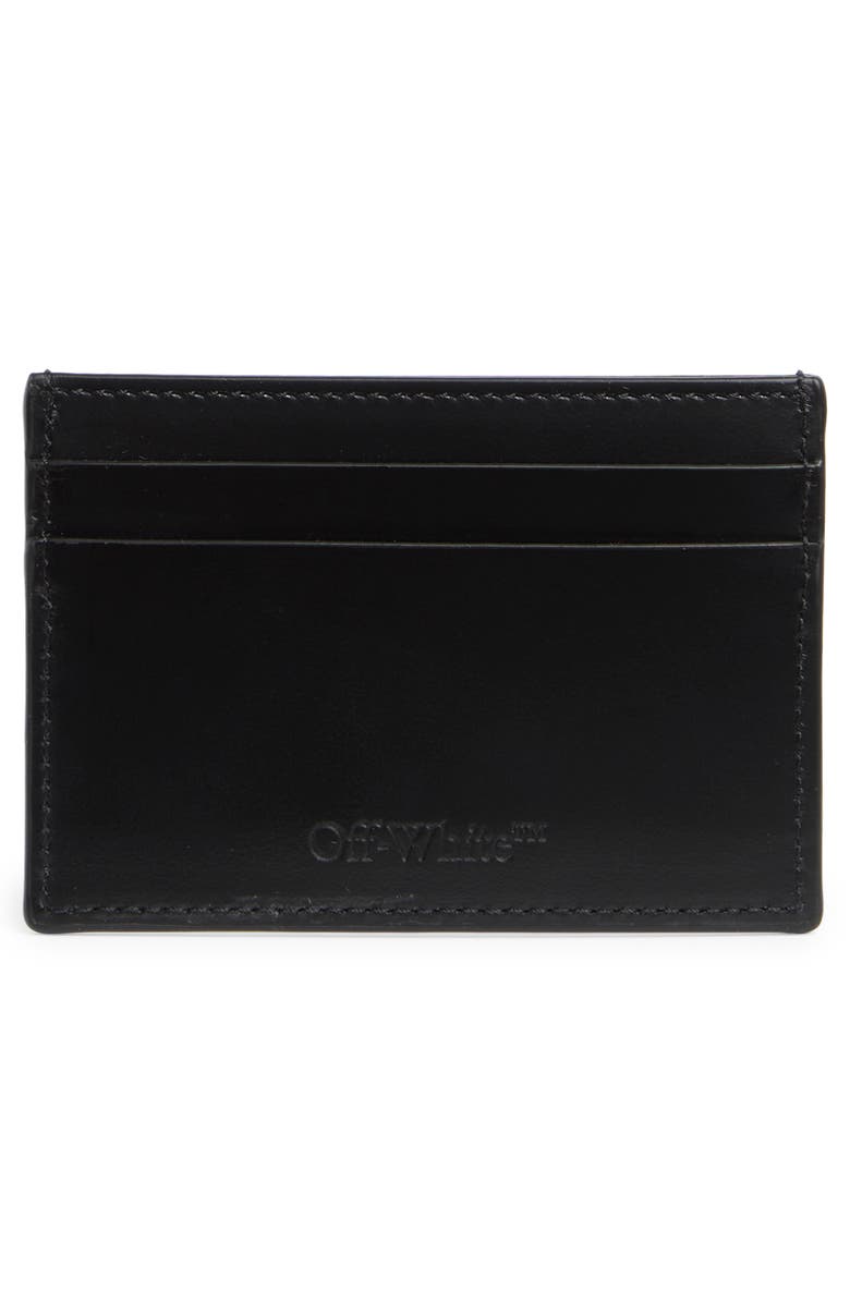 Off-White Leather Card Case, Alternate, color, Black/White