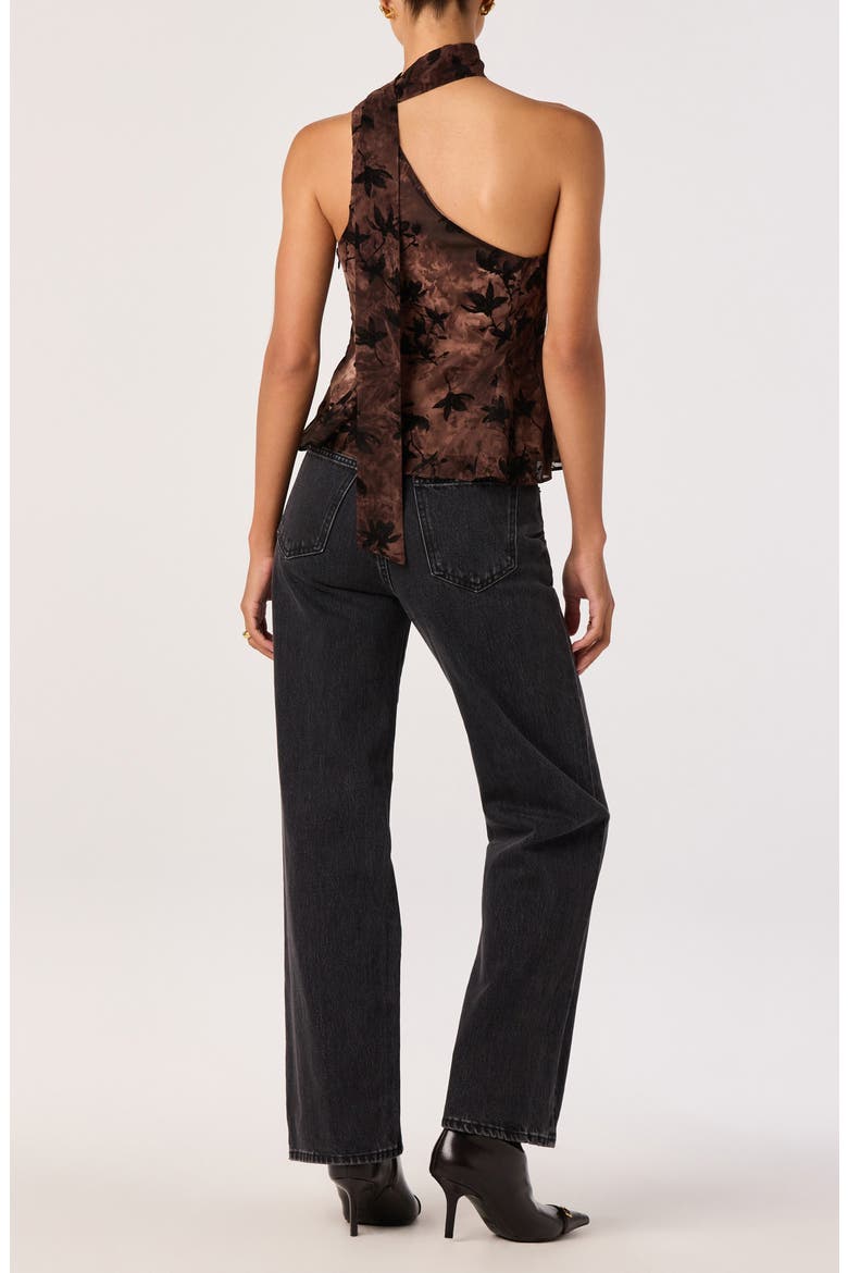 Ilde One-Shoulder Mock Neck Top, Alternate, color, TAUPE FLORAL