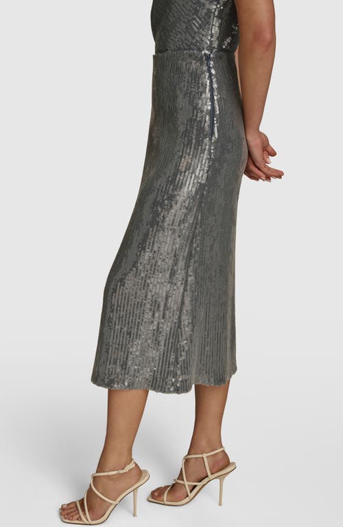 Donna Karan New York Sequin Mesh Skirt In Storm Blue