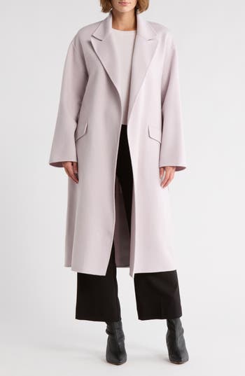 Theory Wool Blend Robe Coat In Purple