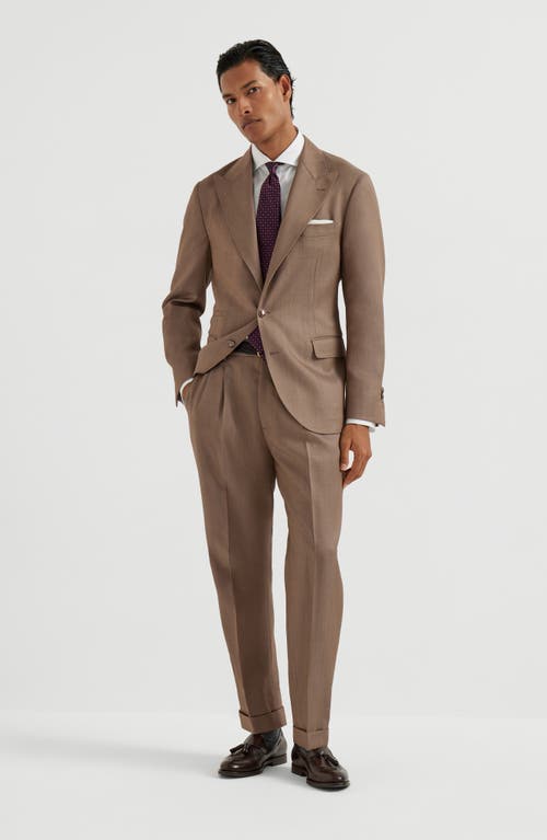 Brunello Cucinelli Pleated Wool Trousers In Brown