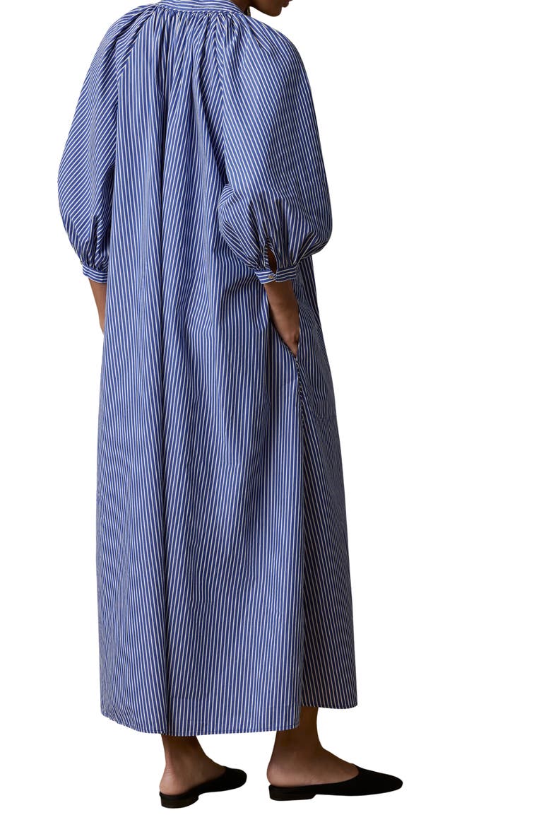 Kaia Coastal Tie Waist Poplin Maxi Dress, Alternate, color, ENDLESS COAST STRIPE