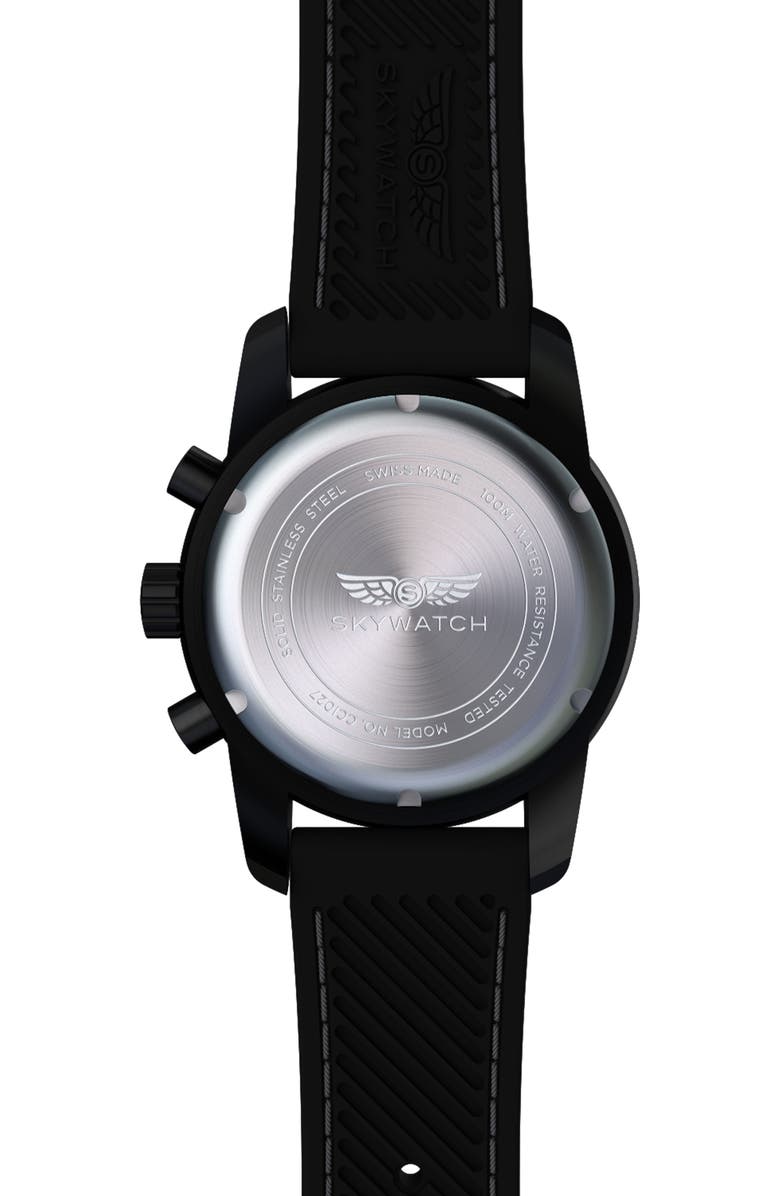 SKYWATCH Classic Chronograph Silicone Strap Watch, 44mm, Alternate, color, 