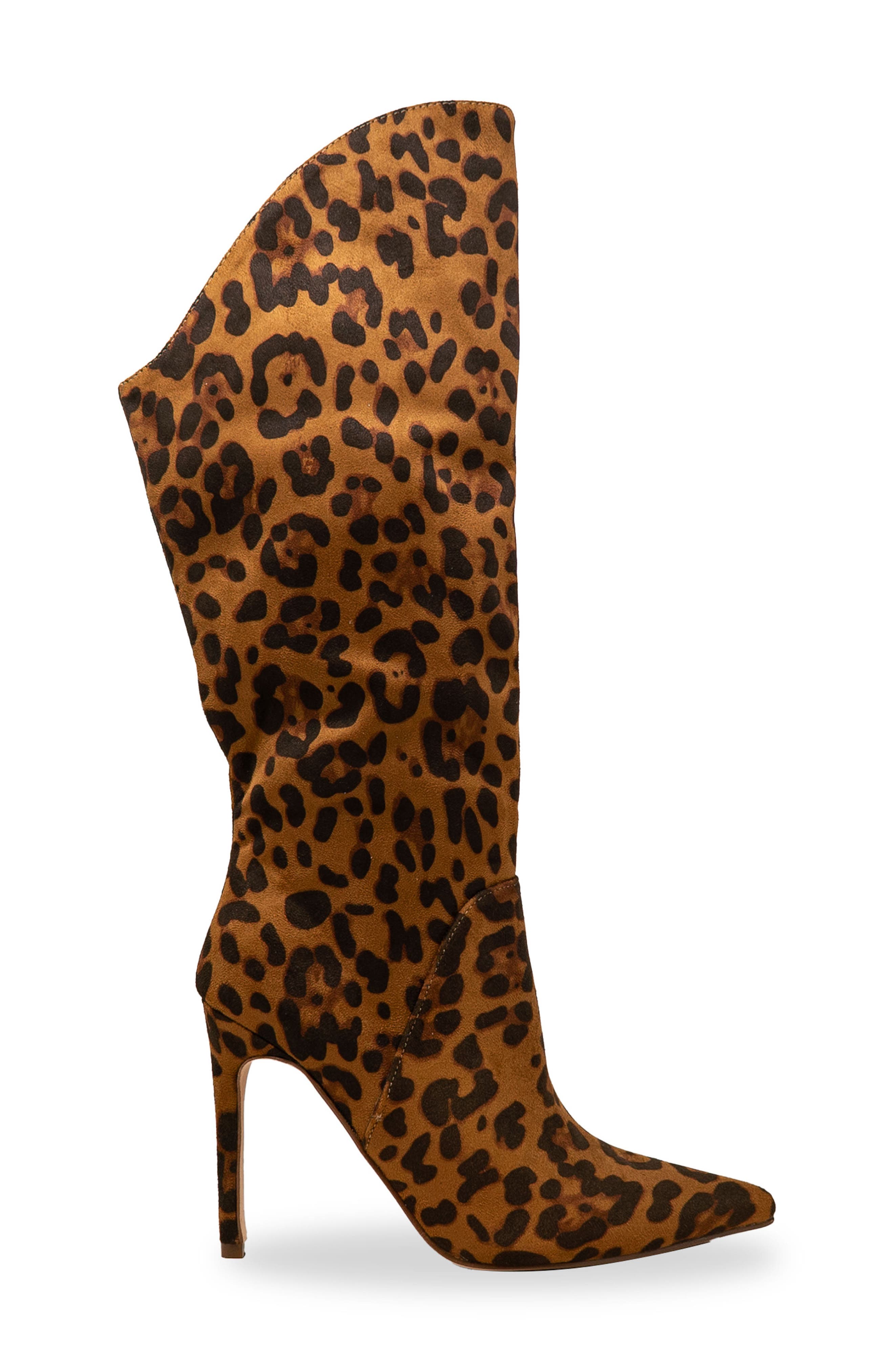 CHASE AND CHLOE Adonis Asymmetric Stiletto Boot, Alternate, color, Leopard