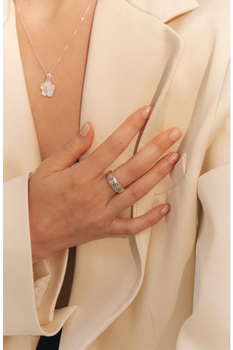 Ehwa Floral Dome Ring, Alternate, color, Silver