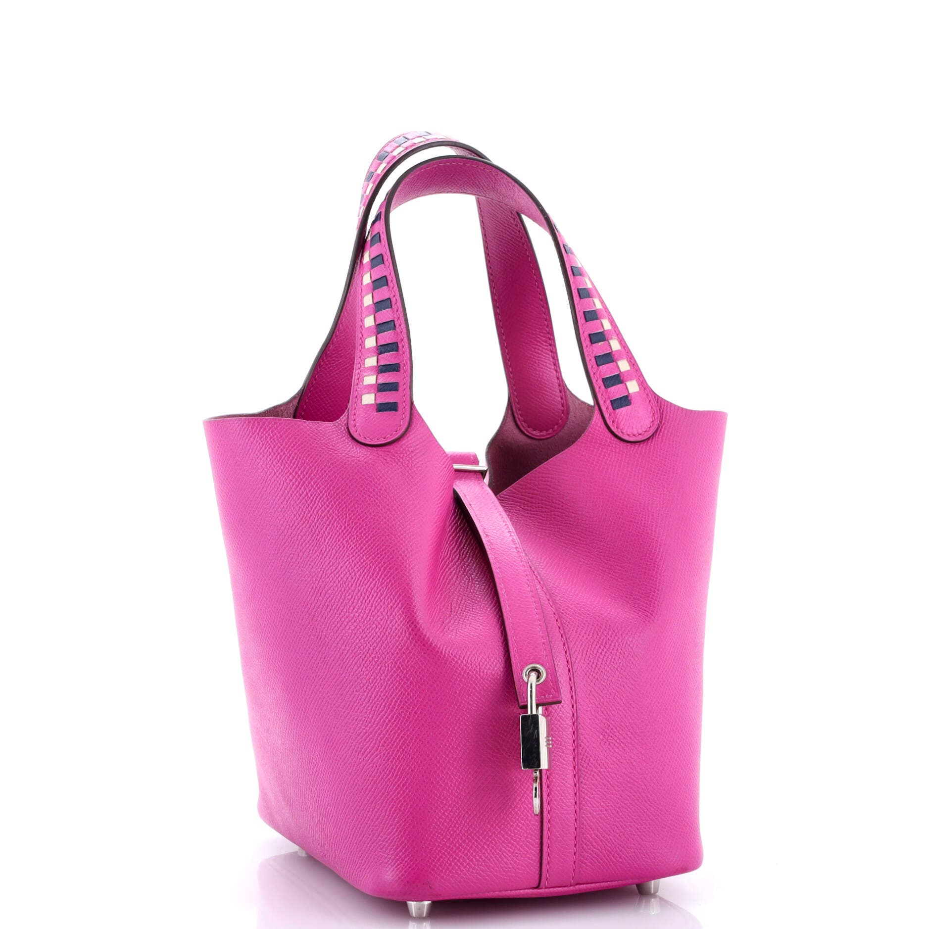 Pre-Owned Hermes Picotin Lock Bag Tressage Epsom PM, Alternate, color, Magnolia/Bleu Saphir/Craie