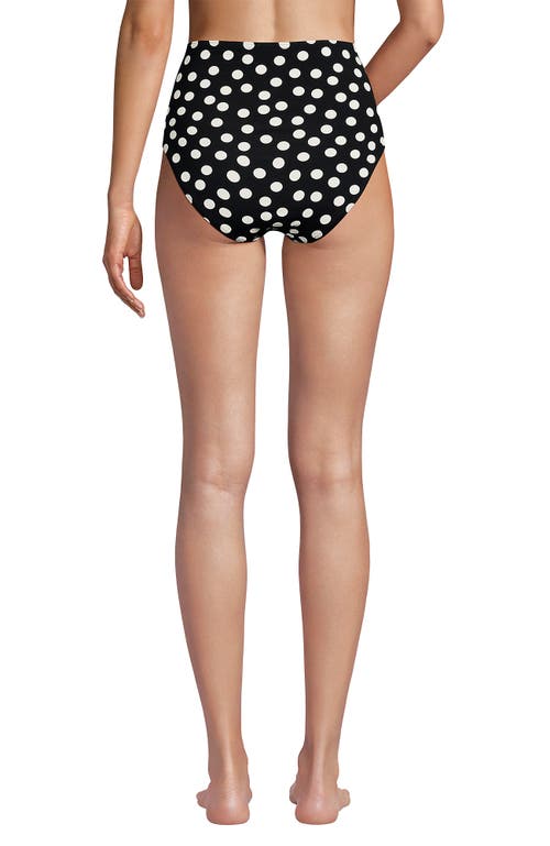 Shop Lands' End Sculpting Suit Chlorine Resistant Targeted Control Retro High Waisted Bikini Swim Bottoms In Black/egret White Tossed Dots