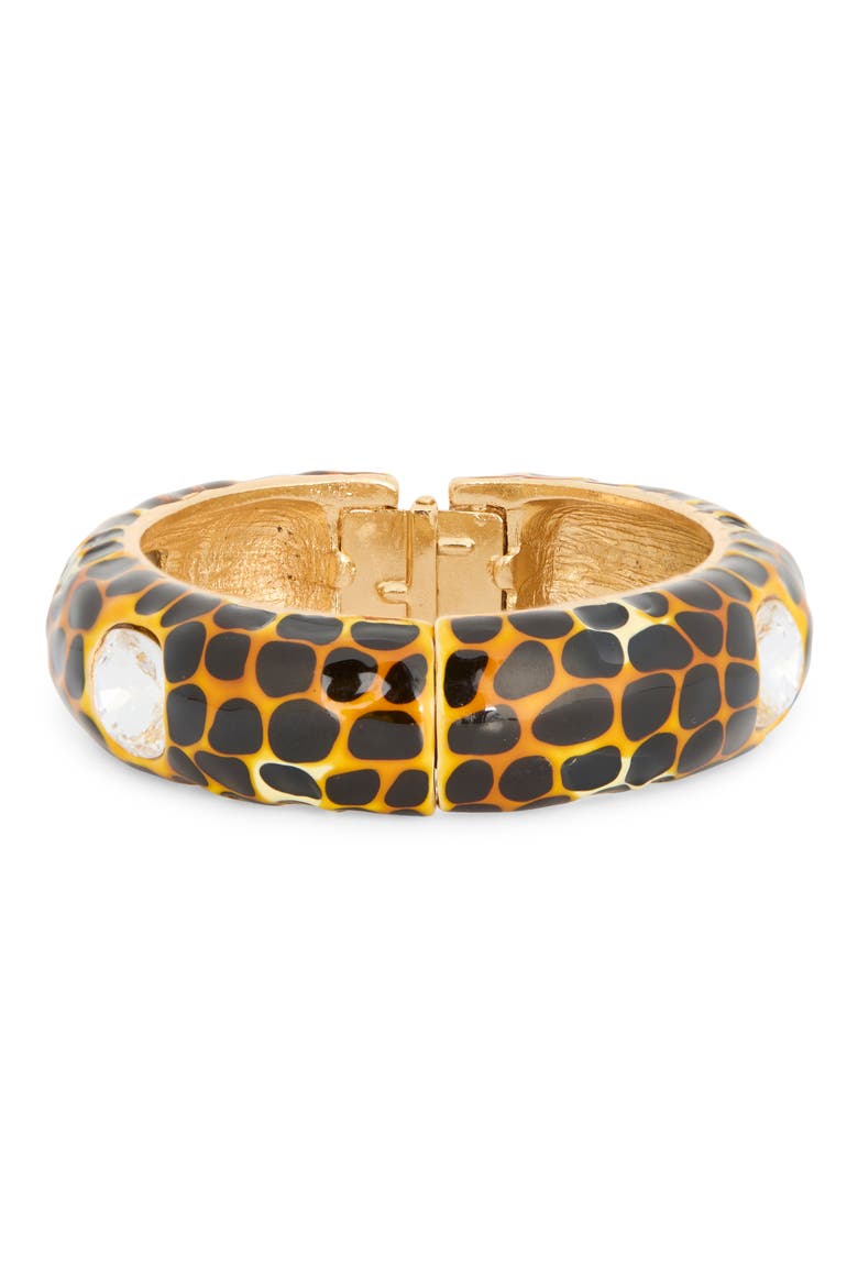 Animal Spot Hinged Bangle Bracelet, Main, color, GOLD