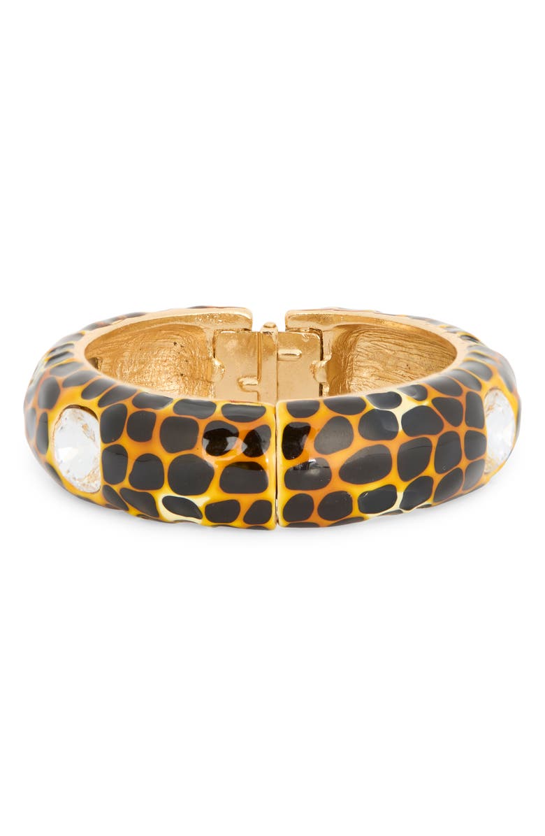 Kenneth Jay Lane Animal Spot Hinged Bangle Bracelet, Main, color, 