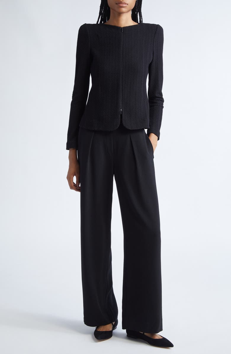 Emporio Armani Chevron Knit Jacket, Alternate, color, Solid Black