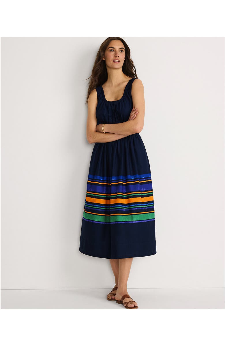 Lands
 End Sleeveless Poplin Smocked Midi Dress, Alternate, color, 