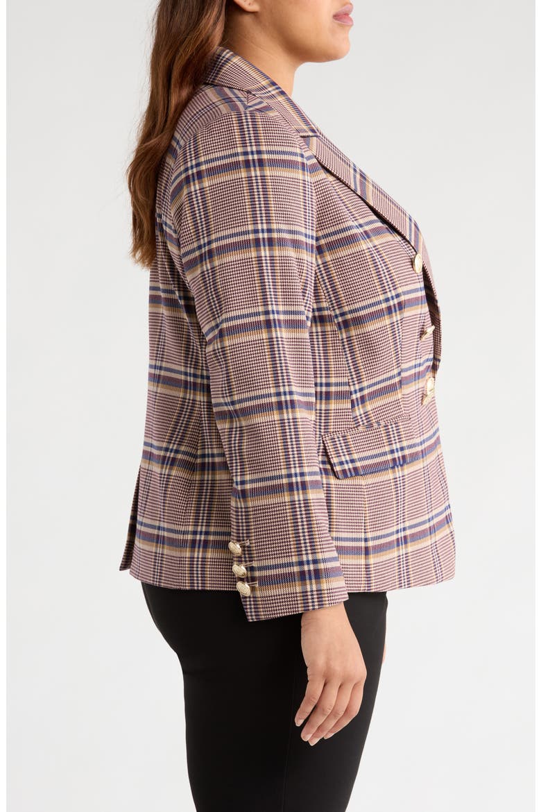Plaid Double Breasted Jacket, Alternate, color, TAN PLUM