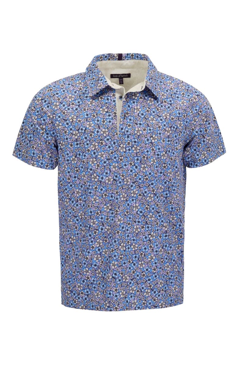 Lords of Harlech Floral Field Mens Knit Polo, Alternate, color, Floral Field Blue