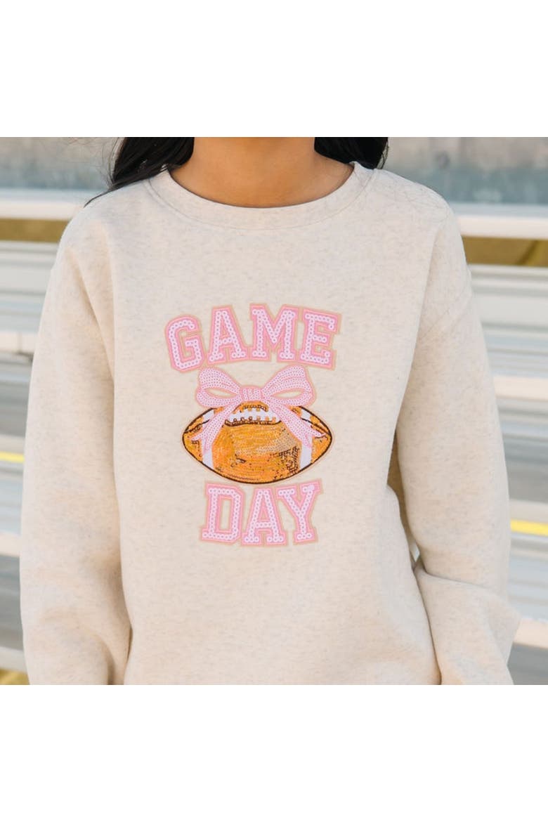 Game Day Sequin Patch Sweatshirt, Alternate, color, Natural Heather