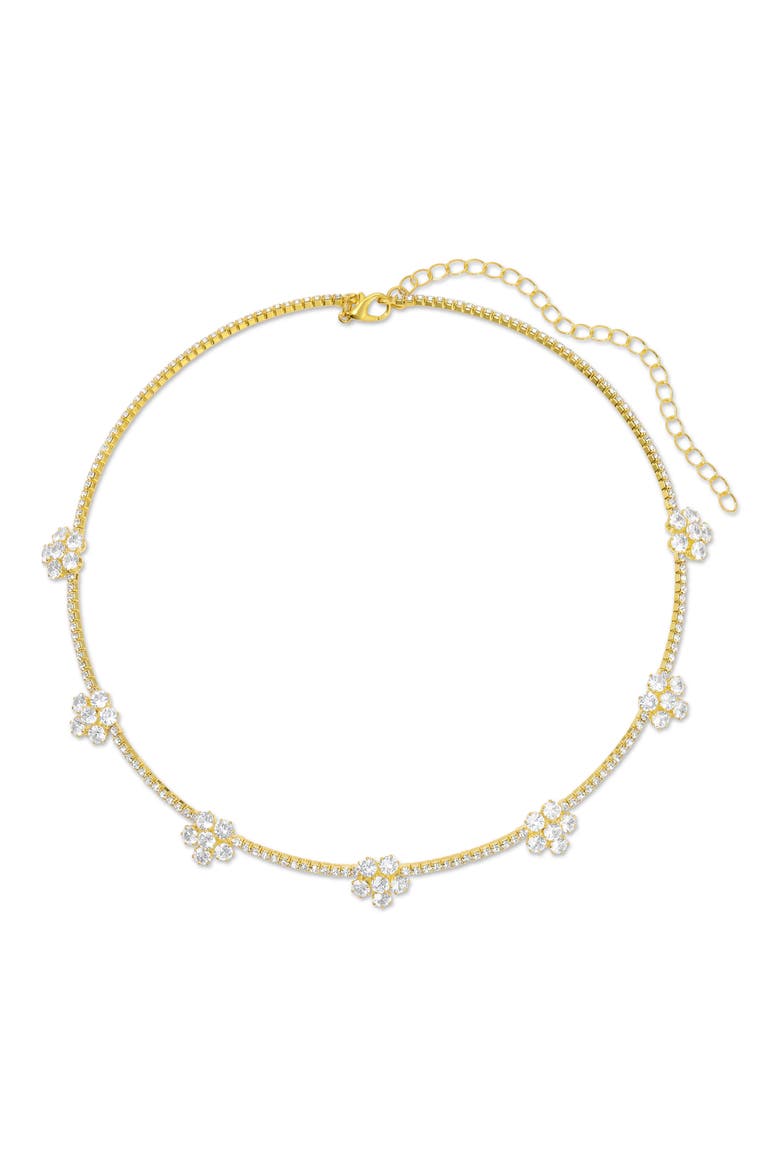 Penelope Cubic Zirconia Flower Necklace, Main, color, GOLD