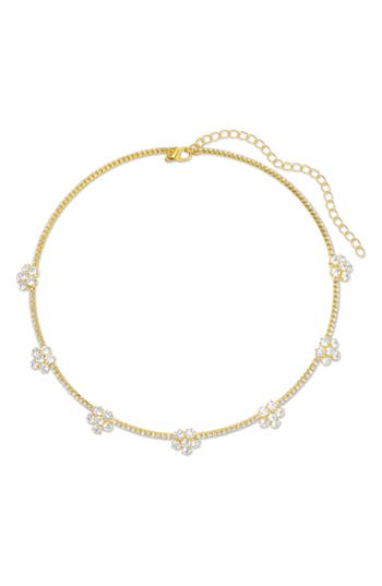 Eye Candy Los Angeles Penelope Cubic Zirconia Flower Necklace In Gold
