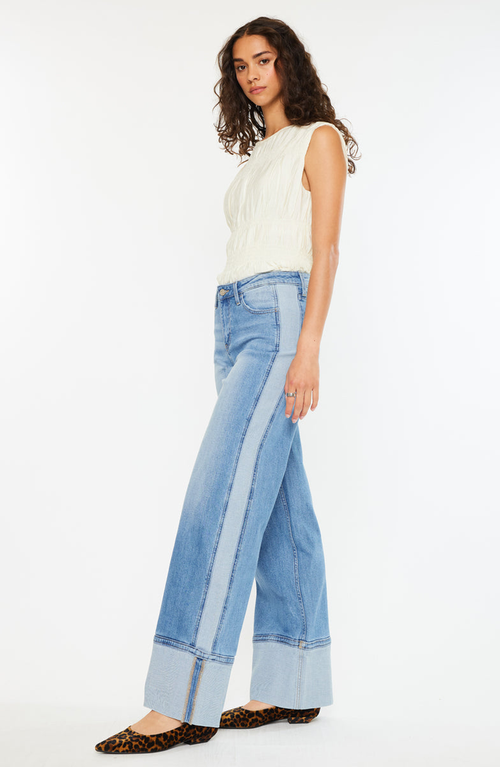 Kancan Arlene High Rise Wide Leg Jeans In Blue