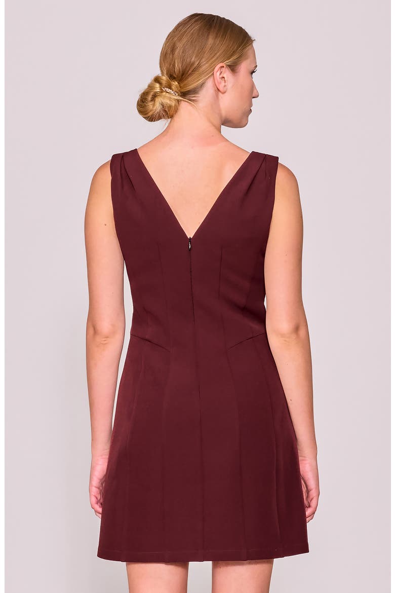 Tuck Shoulder Fit & Flare Dress, Alternate, color, BURGUNDY