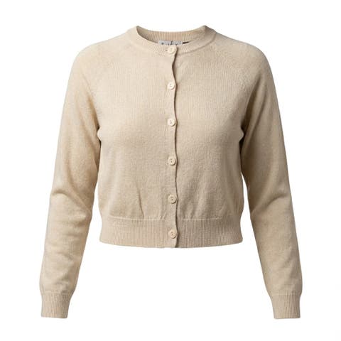 Shimmer Knit Raglan Sleeve Cropped Cardigan