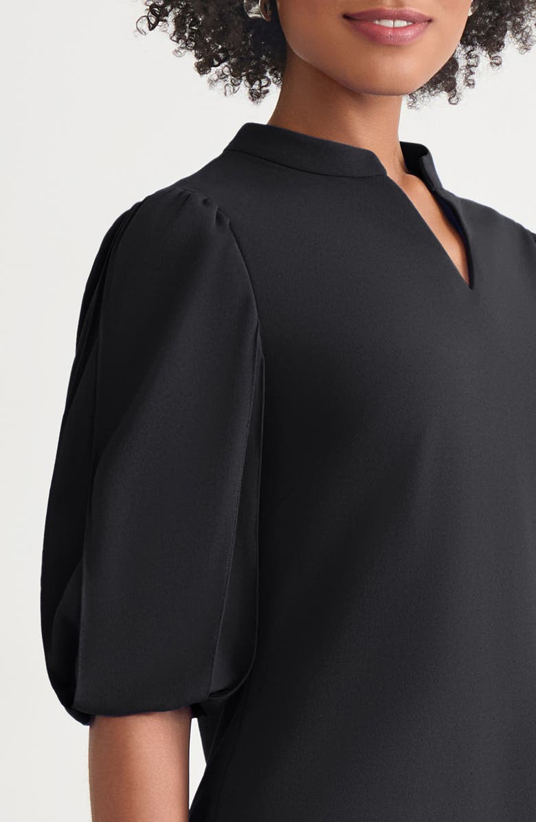 Ming Wang Deco Puff Sleeve Stretch Crepe Top, Alternate, color, Black