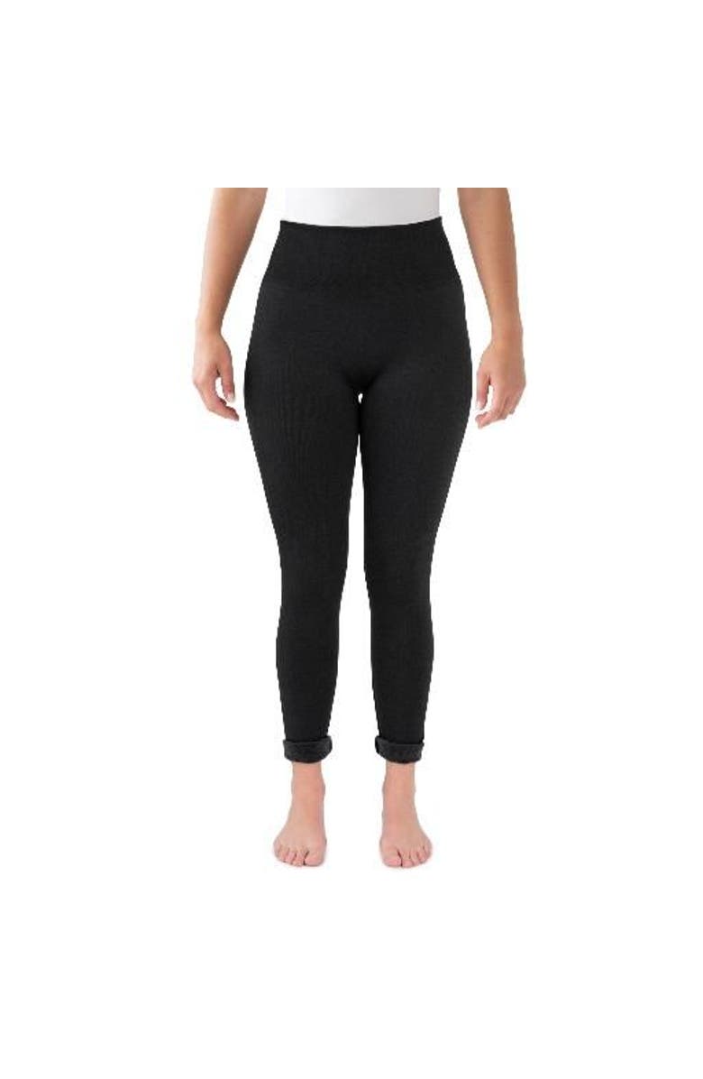 MUK LUKS High Waisted Fur Lined Leggings, Alternate, color, Black