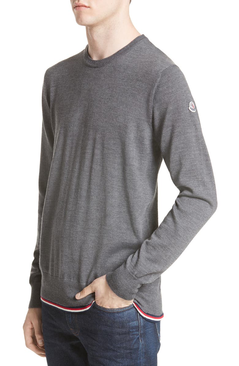 Moncler Maglione Tipped Wool Sweater, Main, color, 