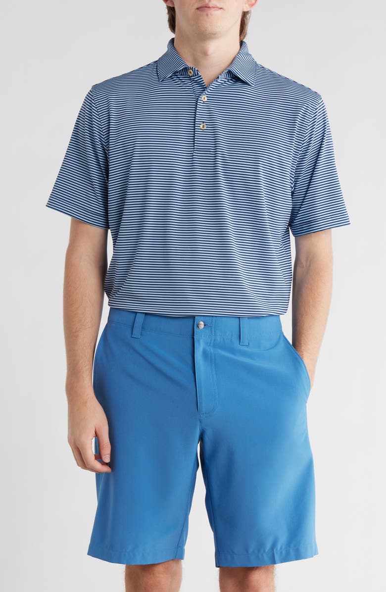 Peter Millar Hales Stripe Performance Polo, Main, color, Navy / Cottage Blue