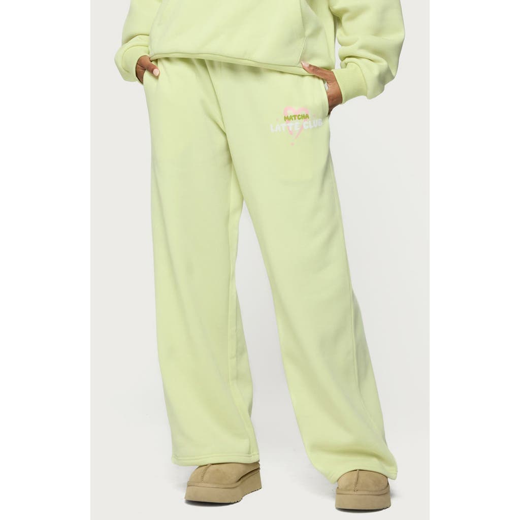 Edikted Matcha Lover Straight Leg Sweatpants In Green