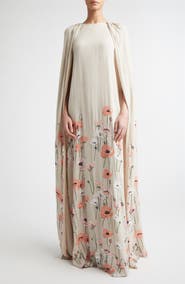 BERNADETTE Minnie Embroidered Cape Gown